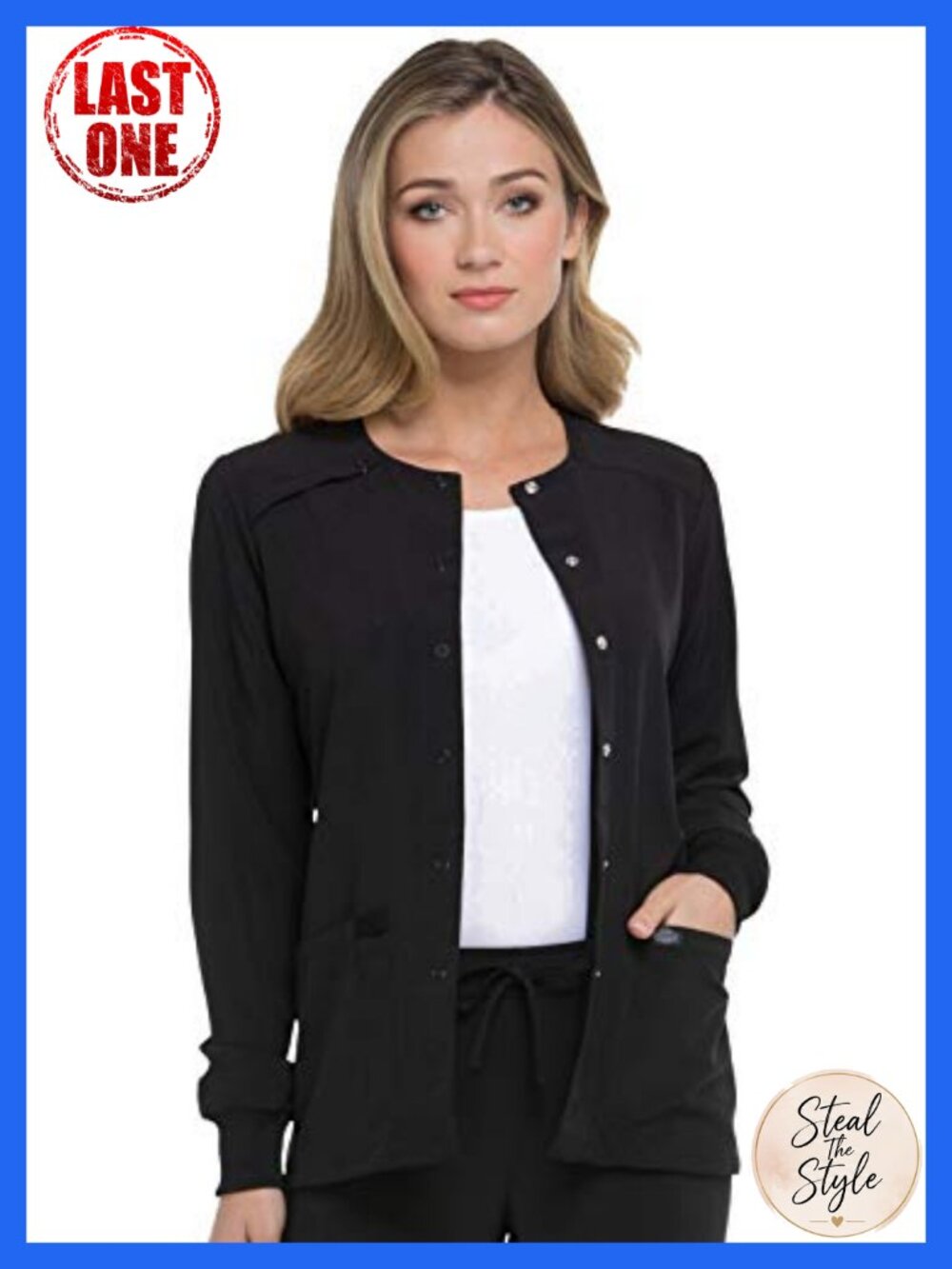 Dickies Scrubs Snap Front Warm-Up Jacket Contemporary Fit 2 Pockets